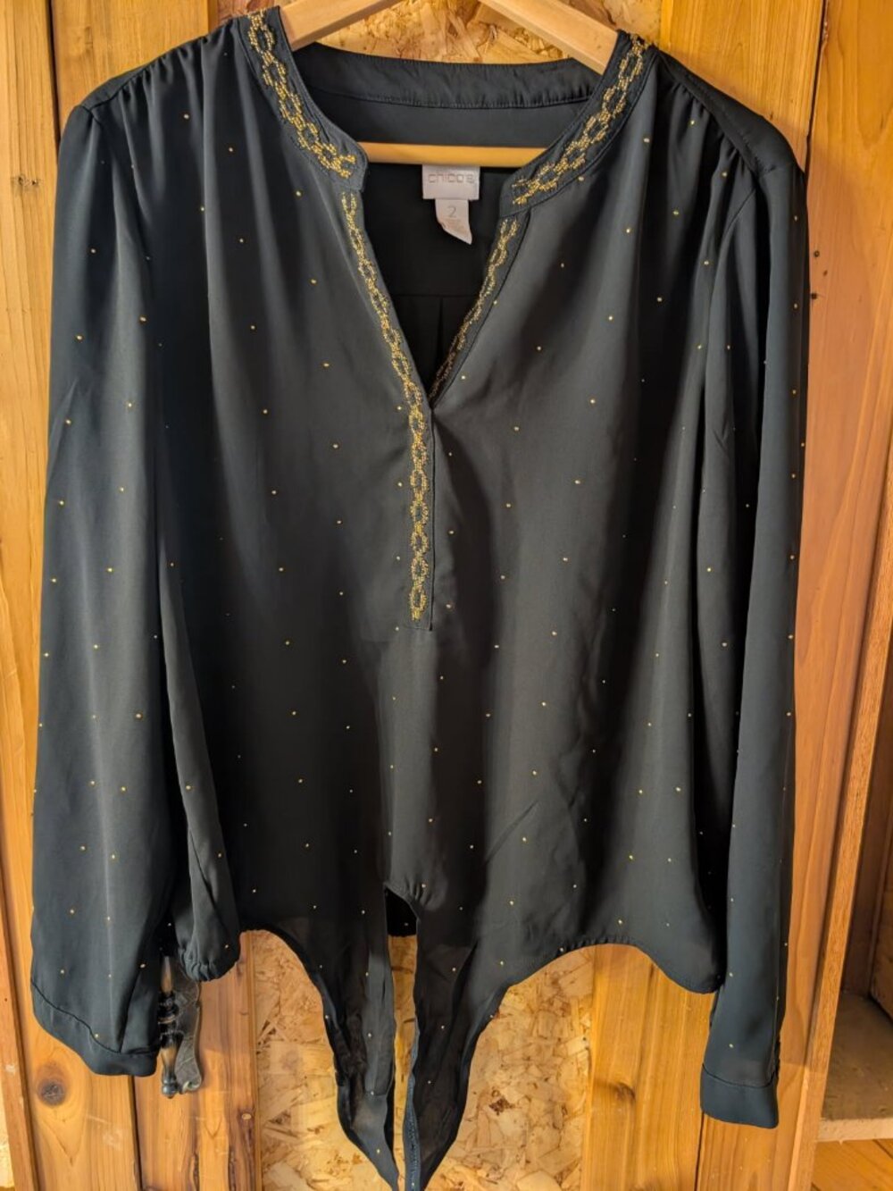 Chico Black Blouse with Gold Embellishments